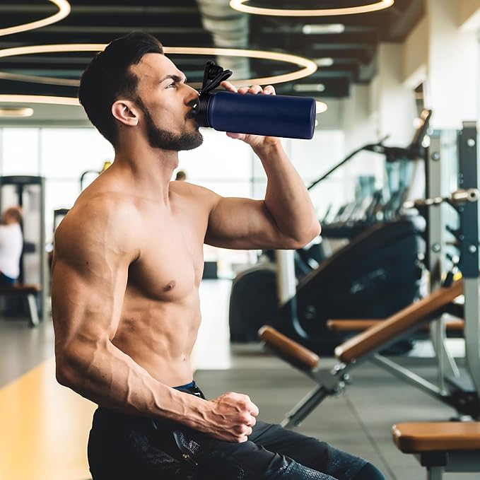 16 oz Insulated Water Bottle with Straw Lids, Stainless Steel Kids Water Bottles for School, Double Wall Vacuum Metal Water Bottle with Straw & Wide Mouth Lid, Navy 1 Pack