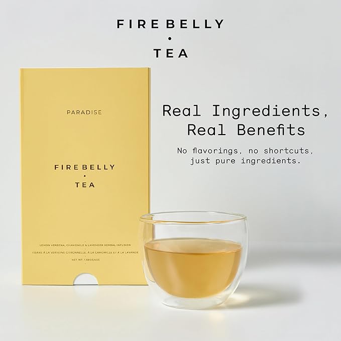 Firebelly Tea Paradise, Organic Chamomile, Lemon Verbena & Lavender Tea, Loose Leaf Herbal Blend, Caffeine Free, Relaxing Calming Tea for Evening & Sleep Support, 1.59oz