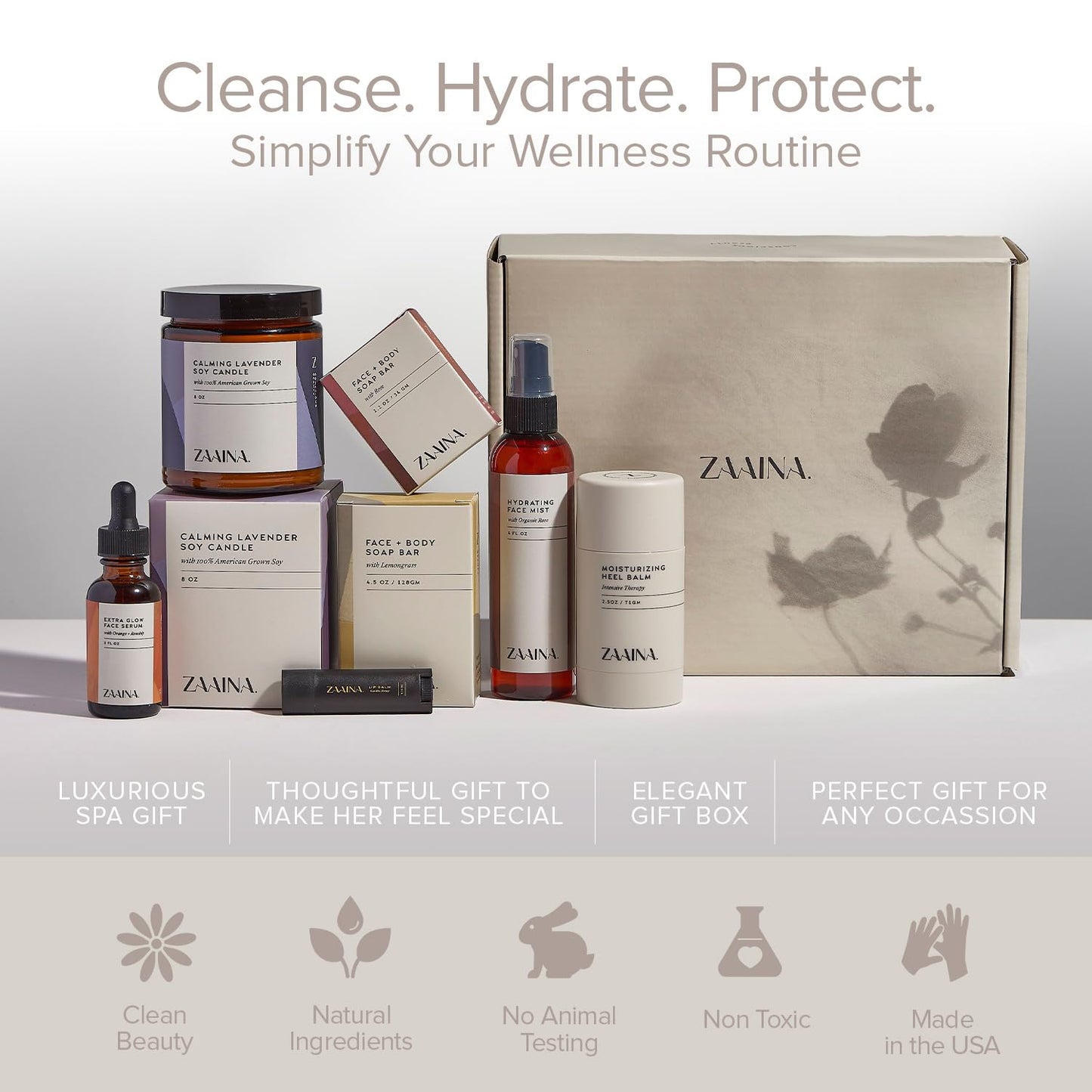 Birthday Gift Set for Women - Handmade in USA, Bath and Body Gift Set for Her, Relaxing Spa Kit Package, Self Care Gift Basket for Mom, Wife Friend Sister, Pampering Home Spa Kit for Woman by ZAAINA