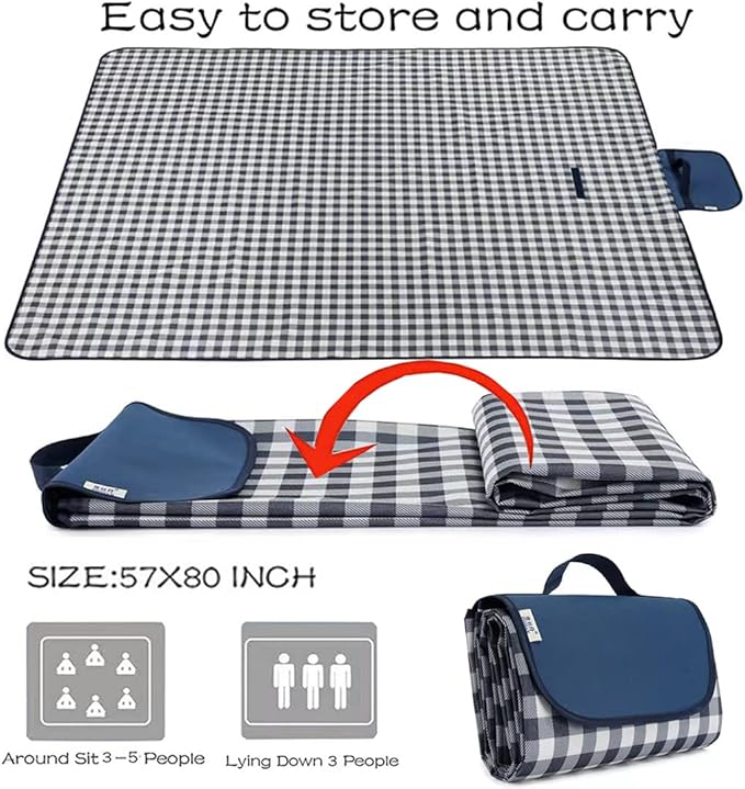 K Y KANGYUN Picnic Blanket|Beach Mat|Picnic Blanket for Indoor and Outdoor, 80" x 60" Sandproof Waterproof Larger Mat for Beach, Travel, Camping, Hiking, Park Grass,Machine Washable, Foldable.
