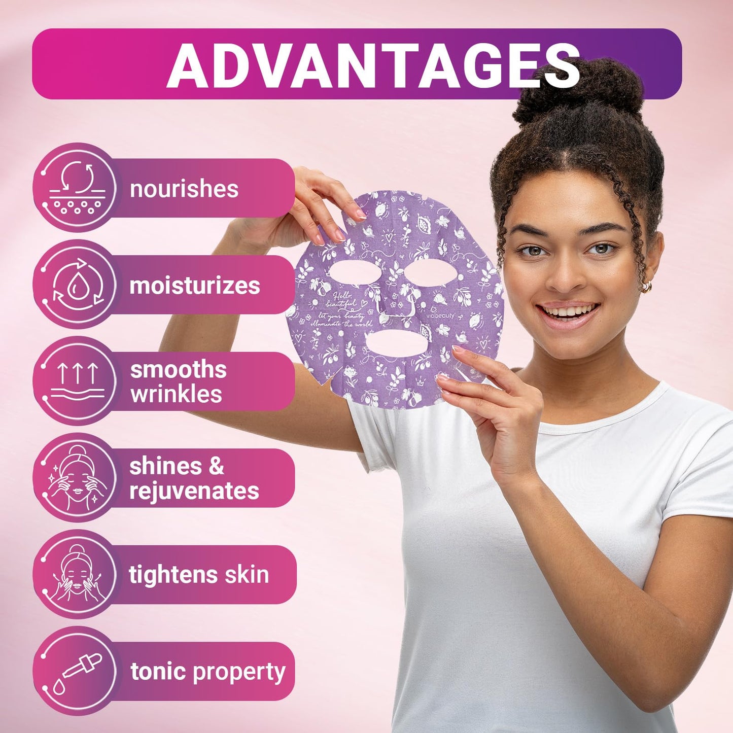 VIABEAUTY 6 Pack of Sheet Face Masks Skincare - Collagen Face Mask Sheets with Hyaluronic Acid, Vitamin C, Snail Mucin - Facial Sheet Mask for Hydrating, Moisturizing, Rejuvenating