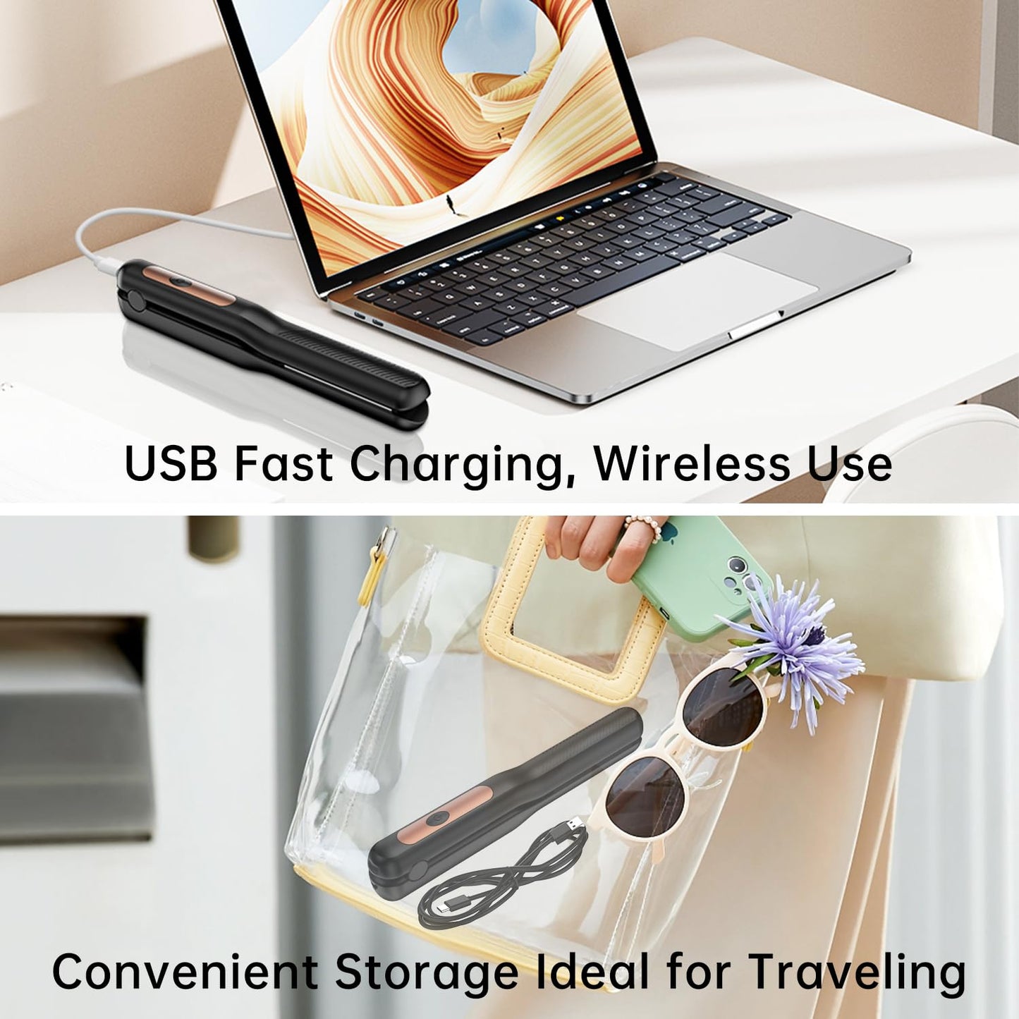 Hair Straightener 3 in 1,Cordless Rechargeable Flat Iron Detachable(with 3 Plates),Multi-Function Mini Hair Straightener Replaceable,5000mAh Travel Curling Iron,USB Rechargeable Hairdressing Tools