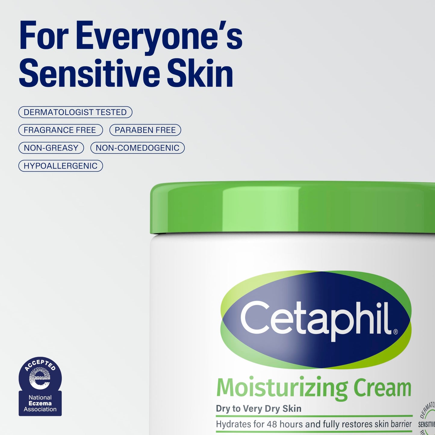 Cetaphil Face & Body Moisturizer, Hydrating Moisturizing Cream for Dry to Very Dry, Sensitive Skin, NEW 16 oz, Fragrance Free, Non-Comedogenic, Non-Greasy