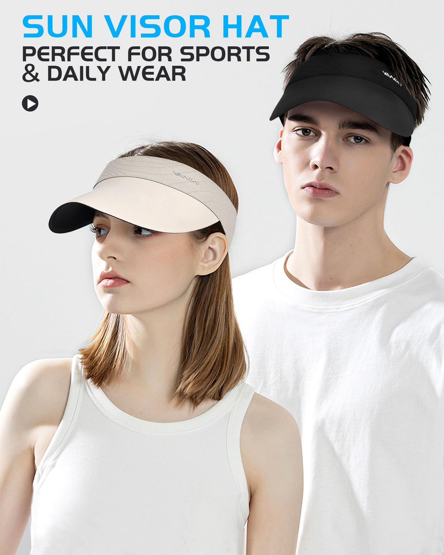 YANIKY Visor Hats for Women/Men Sun Protection UPF 50+ Lightweight Sport Sun Hats Adjustable Empty Top Cap Ponytail Cap for Outdoor