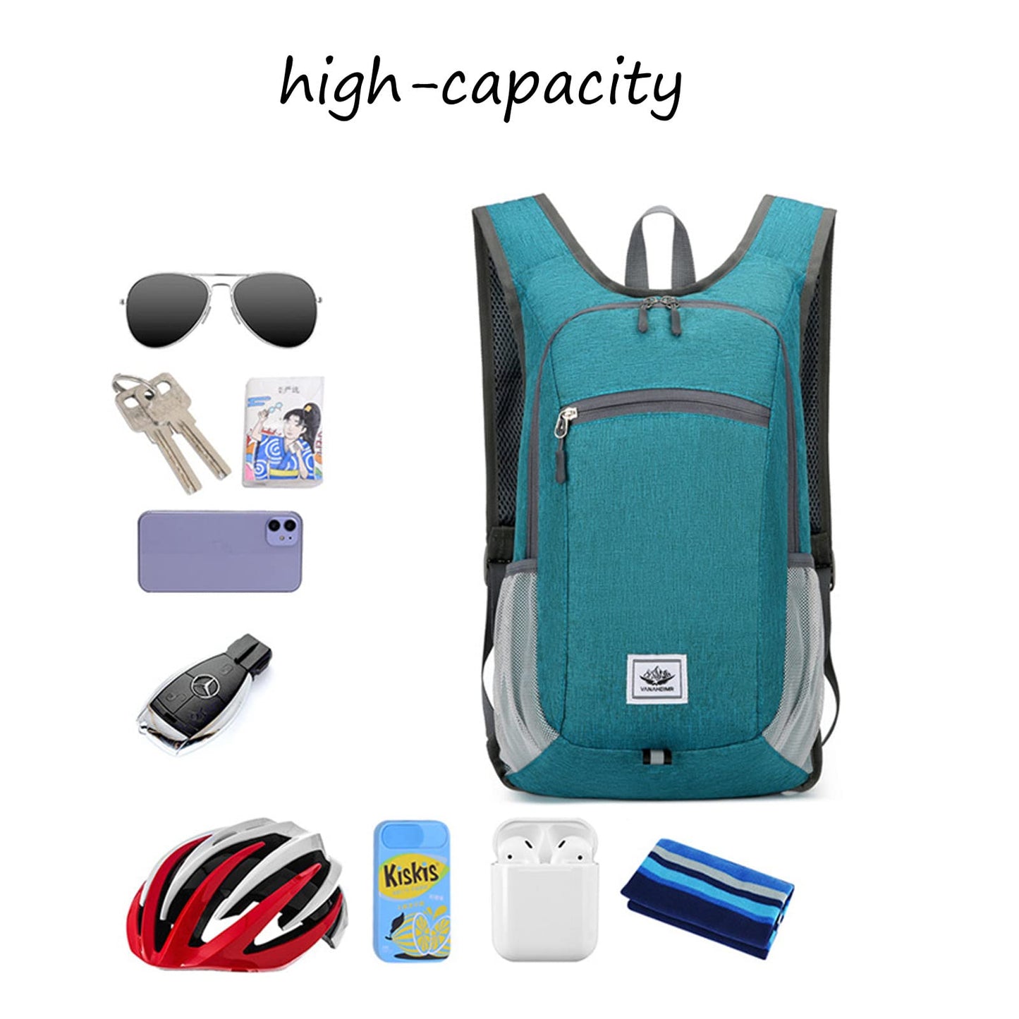 DOJUNS Hiking Backpack 15L Small Travel Backpack Lightweight Foldable Daypack Packable Camping Backpacks for Women Men (Orange)