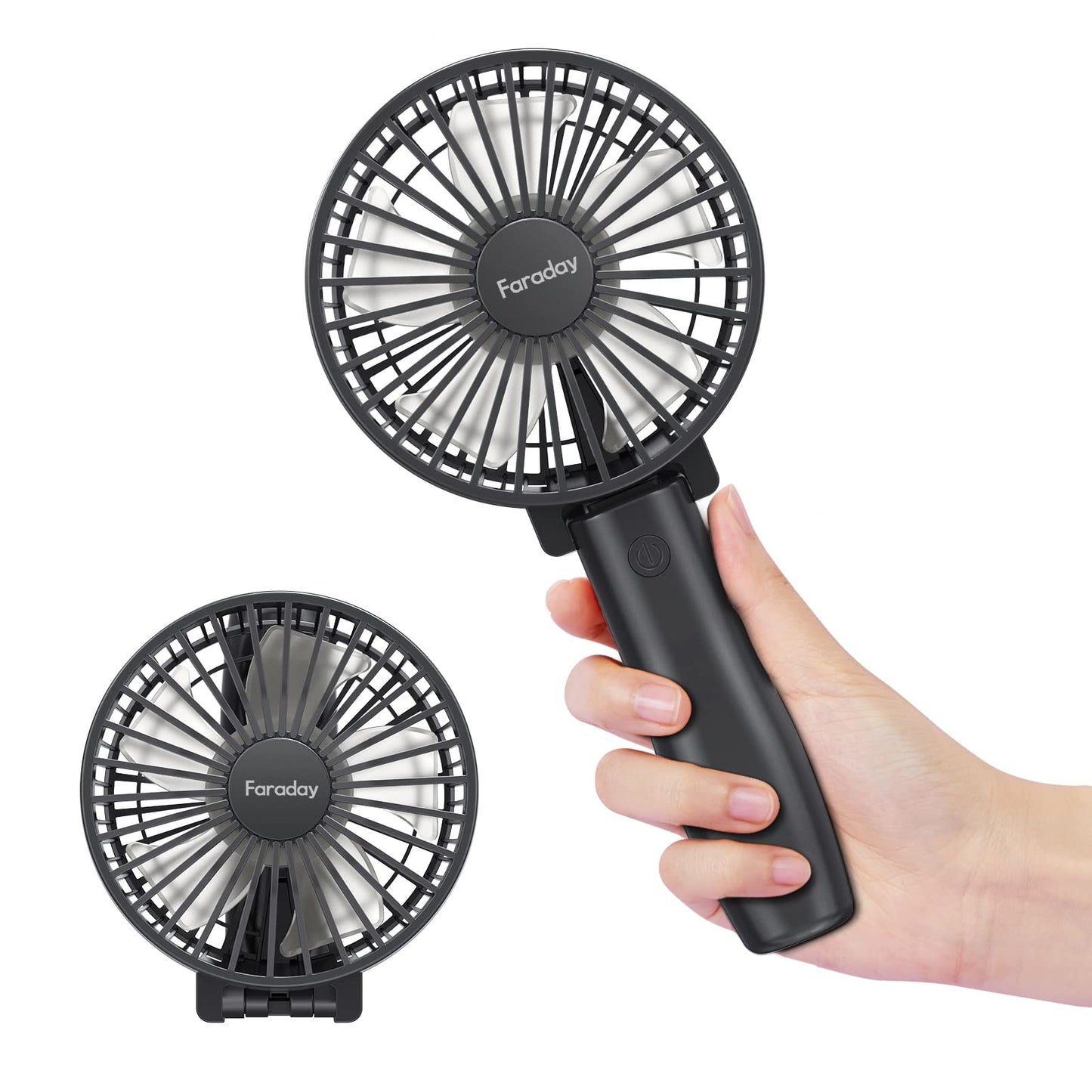 FARADAY Personal Hand Held Fan 4800mAh Travel Cooling Fan Powerful Small Portable Fans Rechargeable Battery Operated Desktop Table Fan for Traveling Hiking, 3 Speed, 6-21 Hours,Black
