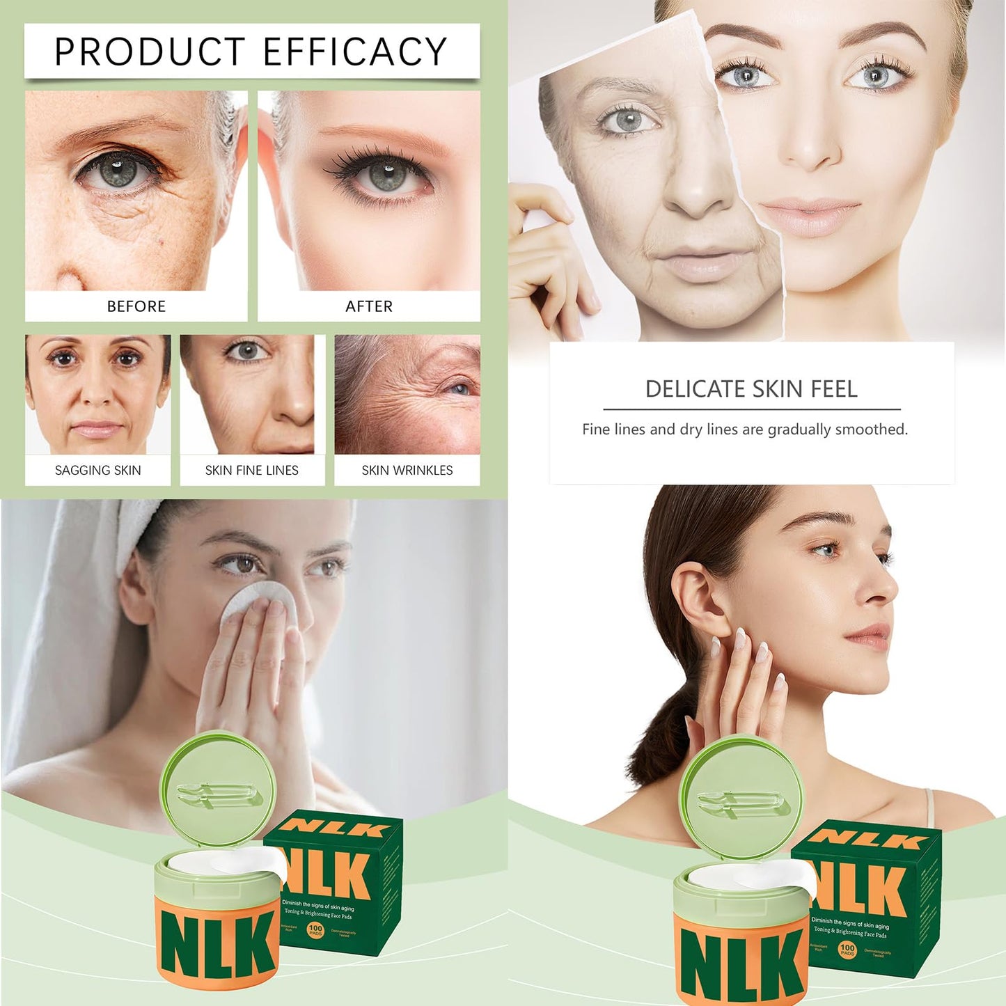 Korean Skincare Toner Pads – Anti-Aging Facial Pads for Dark Spots & Wrinkles – Hydrating Treatment with Snail Mucin, Centella & Niacinamide – 100 Count with Tweezers