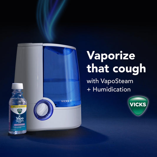 Vicks Warm Mist Humidifier - Air Humidifier for Bedroom, Home & Large Room, Baby, Kids and Adults Soothing Steam Vaporizer for Cough, Congestion, Allergies & Dry Air, VapoSteam Compatible