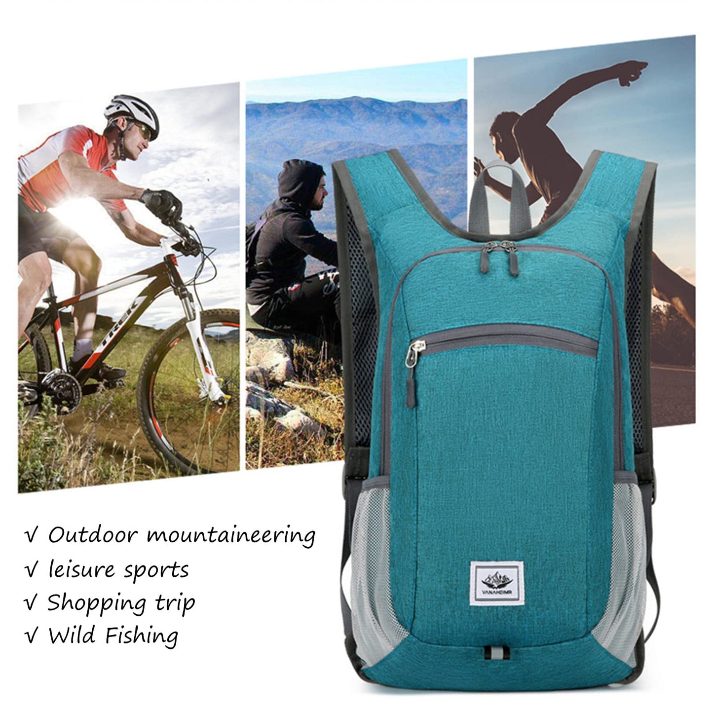 DOJUNS Hiking Backpack 15L Small Travel Backpack Lightweight Foldable Daypack Packable Camping Backpacks for Women Men (Orange)