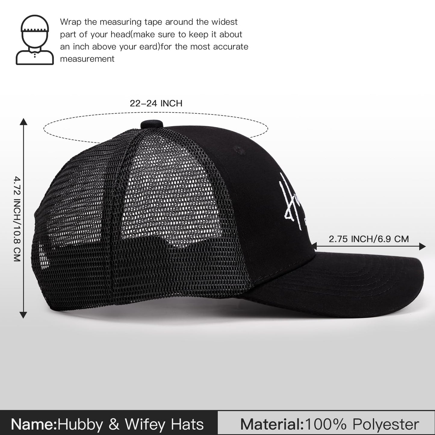 Hubby & Wifey EST 2025 Hats for Newlywed Couple -Embroidered Matching Hats for Women Men, Unique Gift for Wedding, Engagement, Bridal Shower White