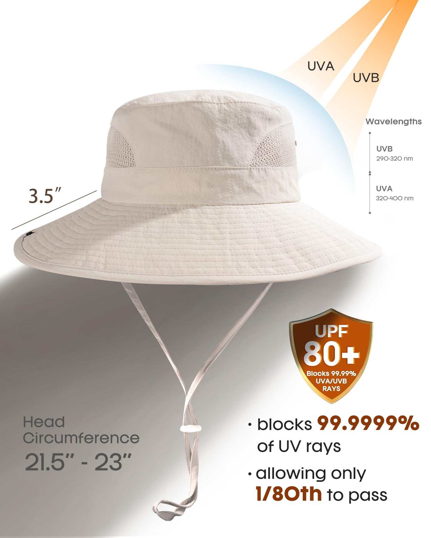 FURTALK Womens Sun Hat Beach Summer Wide Brim UPF 50+ Outdoor Protection Foldable Lightweight Ponytail Bucket Hat Beige, One Size
