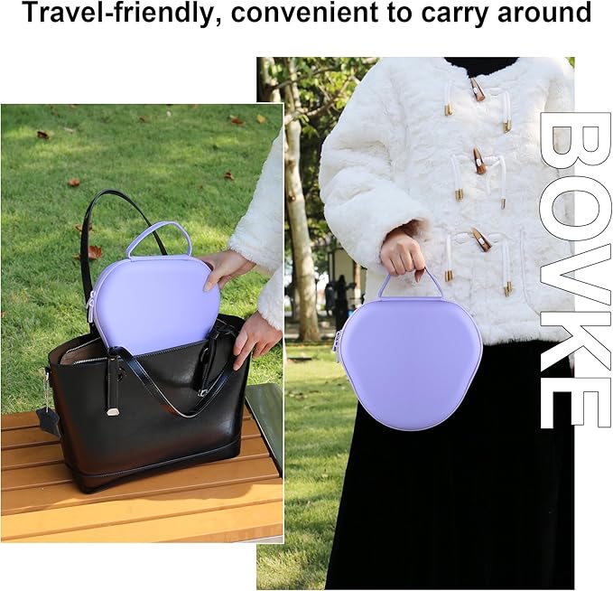 BOVKE Hard Carrying Case with Sleep Mode for Apple AirPods Max Wireless Over-Ear Headphones, AirPods Max Protective Portable Storage Bag with Mesh Pocket for USB-C Charging Cables Accessories, Purple
