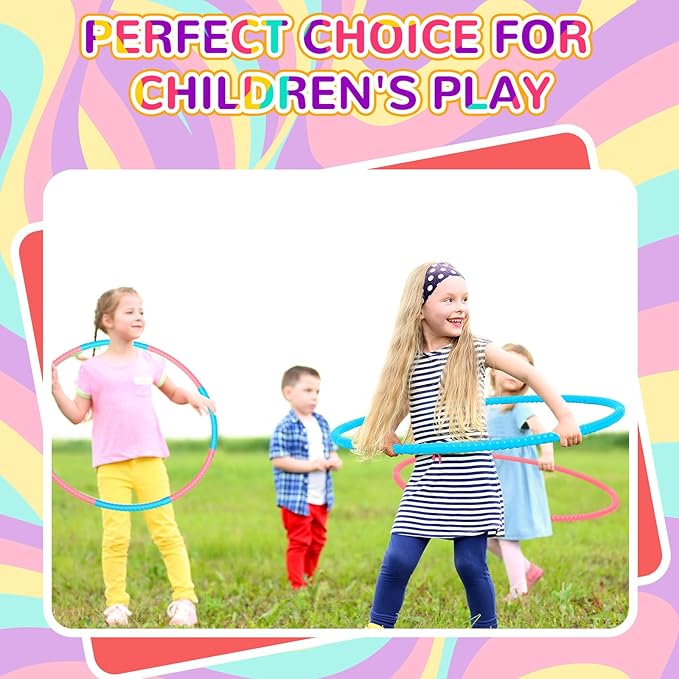 6 Pcs Exercise Hoop Detachable Fitness Rings Adjustable Plastic Toy Fitness Hoop Playground Toys Colored Circles for Teens Games Gymnastics Agility, 28 Inch(Pink, Blue)