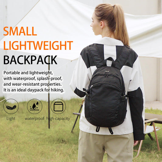 SFIUYDS Small Hiking Daypack,15L Water-Resistant Hiking Backpack Packable Lightweight Travel Day Pack for Women Men (Black, Small)
