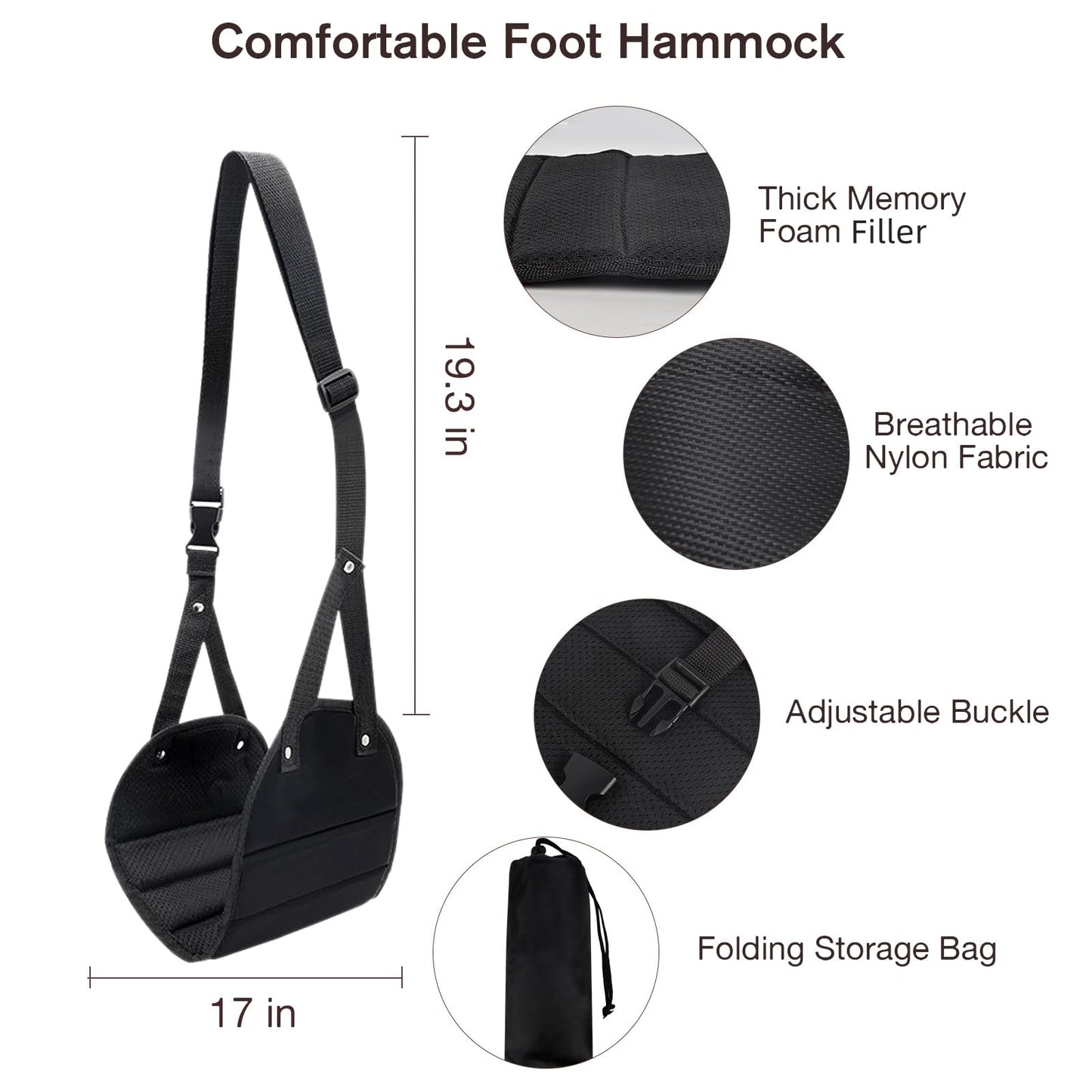 Travel Pillow and Blanket Set & Foot Rest, Memory Foam Neck Pillow Airplane Blanket & Airplane Foot Hammock & Foldable Duffel Bag, Eye Mask & Earplugs, Portable Travel Accessories Essentials, Black