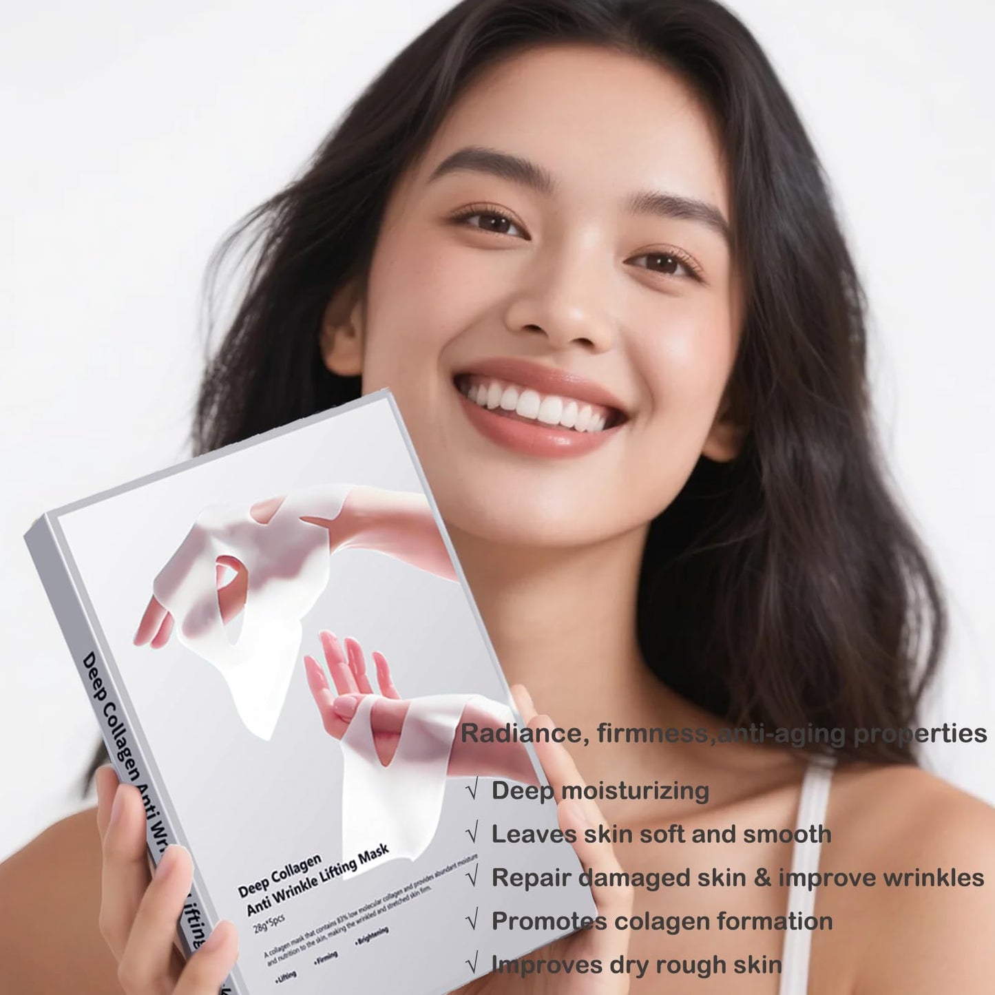 ONMYLOVIN 5 Pack Deep Collagen Face Mask, Bio-Collagen Korean Overnight Hydrogel Mask, Anti Wrinkle Firming Lifting Korean Collagen Films for Improve Skin Elasticity, Firming And Moisturizing