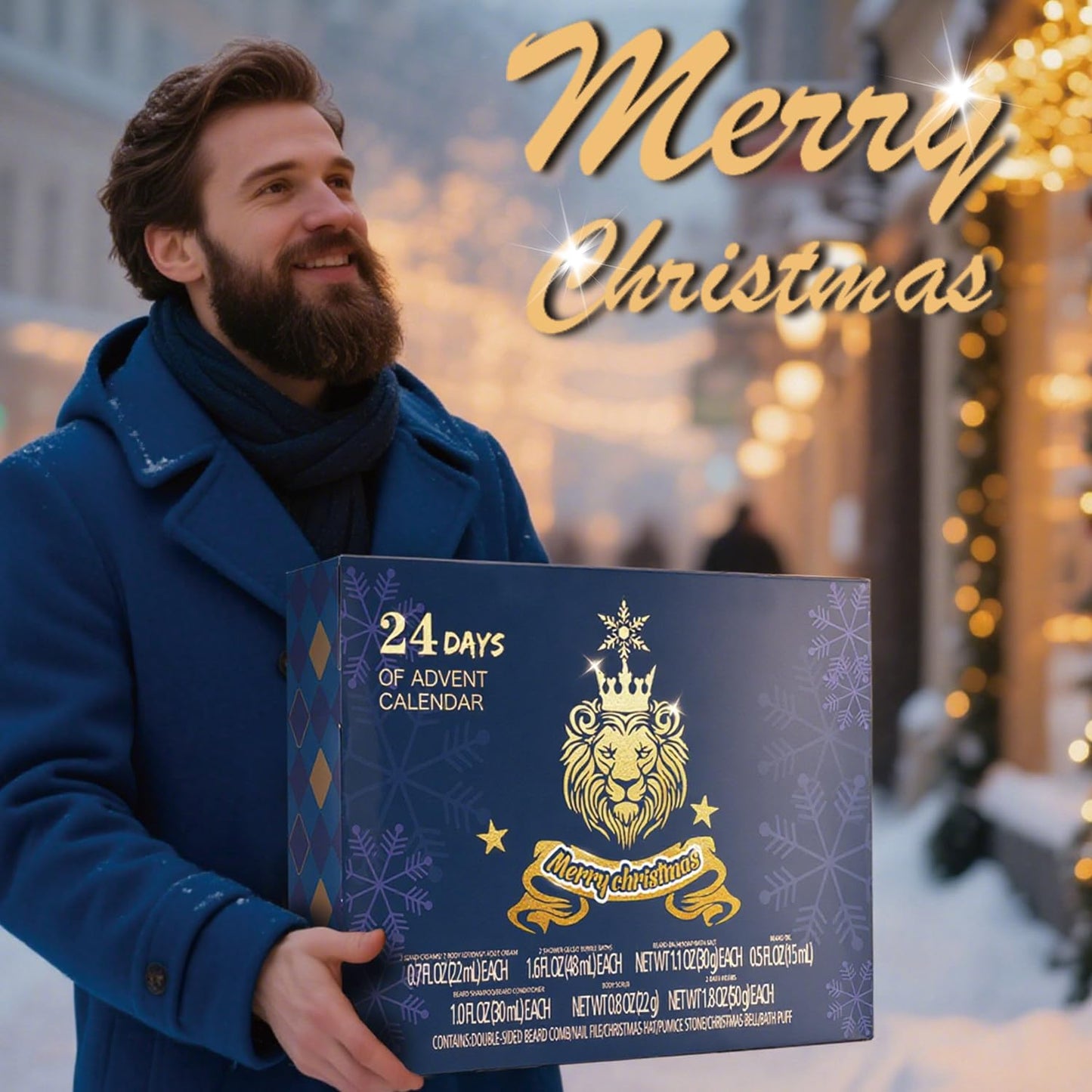 BODY & EARTH Advent Calendar 2025 for Men, 24PCS Beard Care Set, Beauty Advent Calendar Mens 2025, Christmas Holiday Gift Stocking Stuffers, Selfcare Set Spa Gift Box with Shower Gel, Bubble Bath