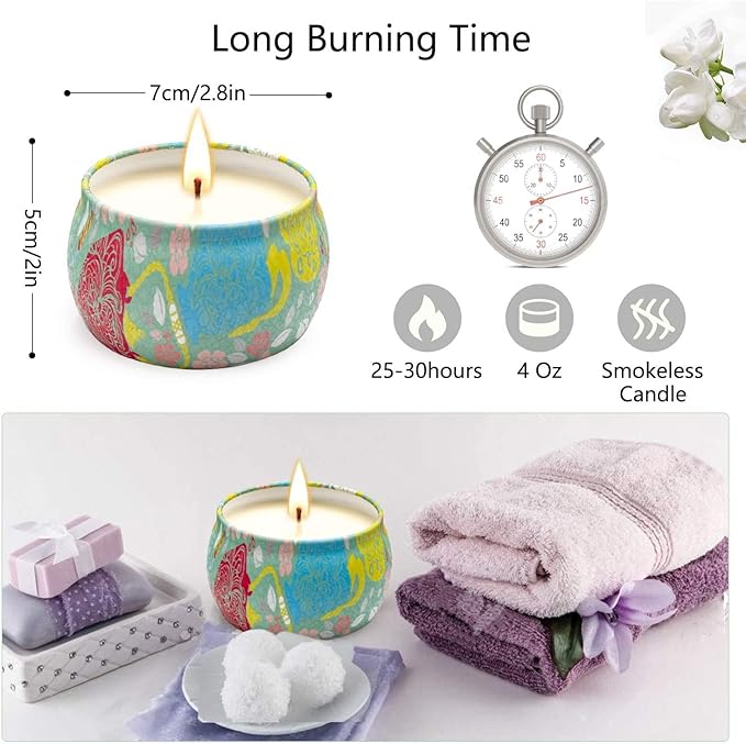 Scented Candles, 4 Packs 4.4oz Candle Set, Soy Candles for Home Scented, Aromatherapy Candle for Stress Relief, Bathing, Ideal Gifts for Women Birthday, Thanksgiving, Christmas, Get Well Soon Gifts
