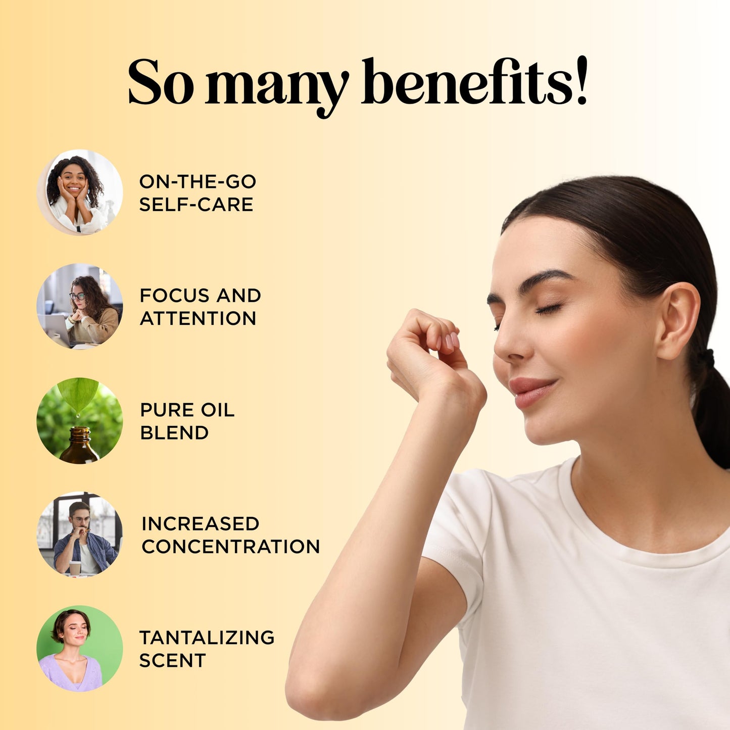 Focus Essential Oil Roll On - Aromatherapy Essential Oil Roller with Invigorating Pure Citrus and Mint Oils - Attention and Focus Essential Oil Blend with Eucalyptus Peppermint & Grapefruit (1 Pack)