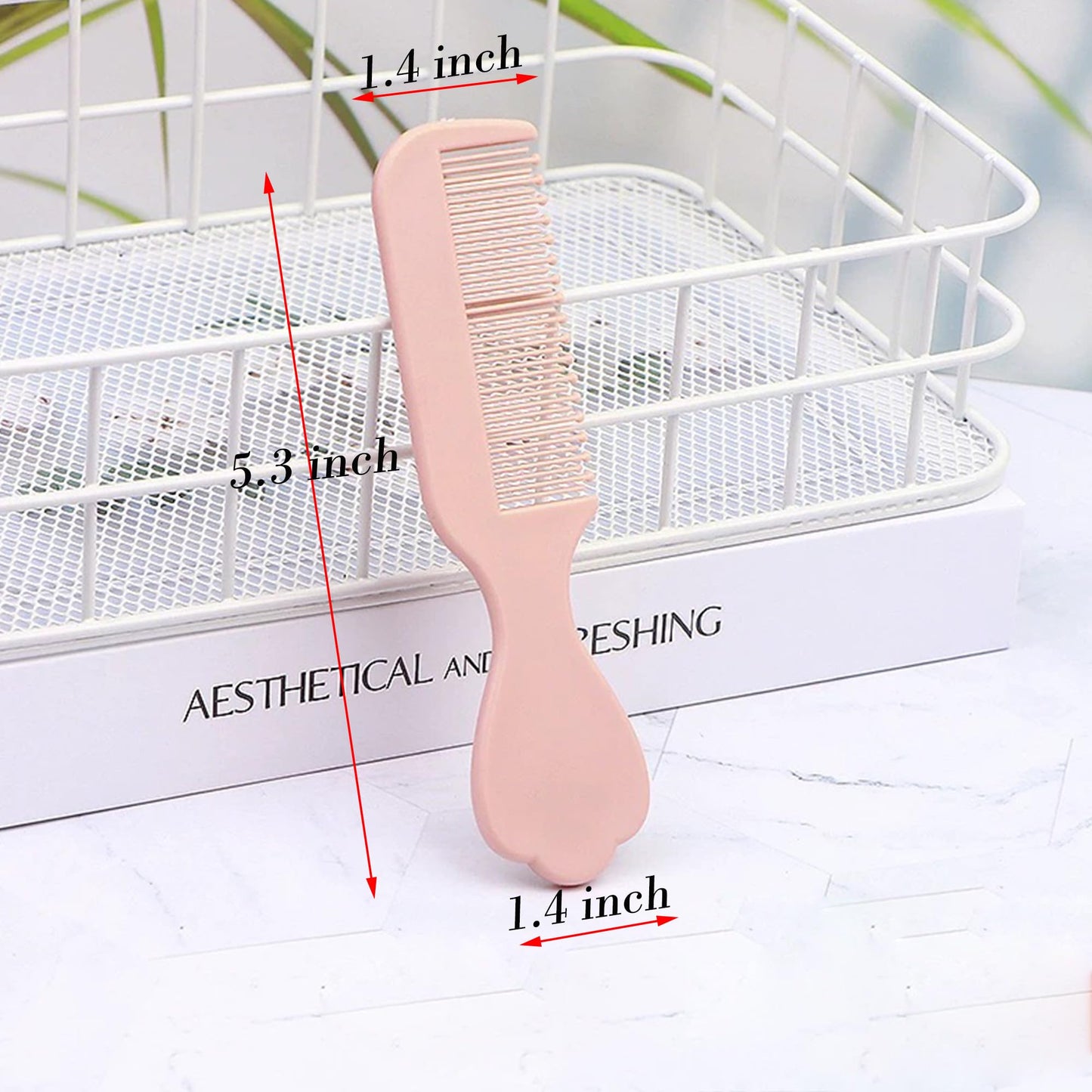 4 Pieces Mini Hair Brush Hair Comb Set For Women Girls Kids Toddler Small Travel Hair Combs Brushes Handheld Mirror Set Detangling Comb Massage HairBrush with Air Cushion (Pink)