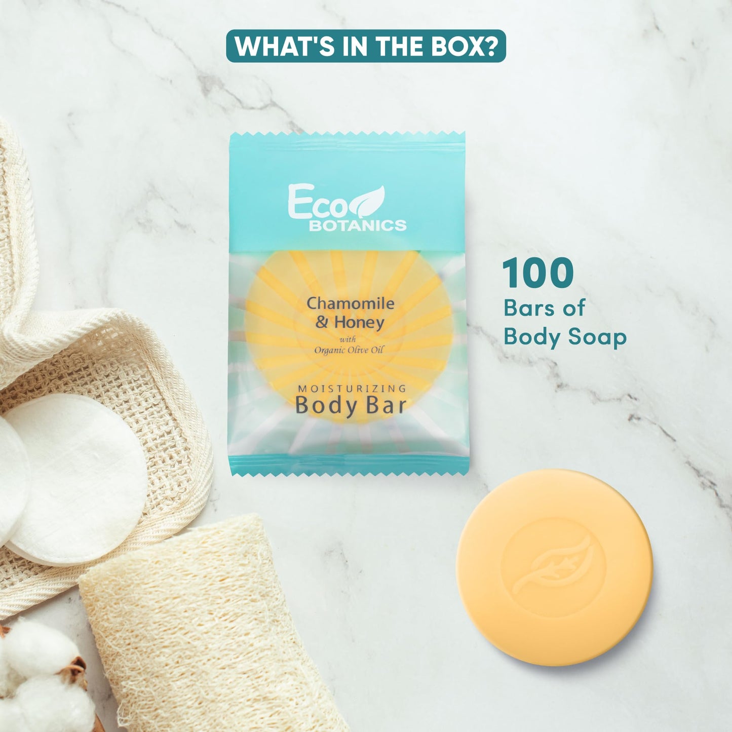 Eco Botanics Travel-Size Hotel Body Bar Soap, 0.89 oz (Case of 100)