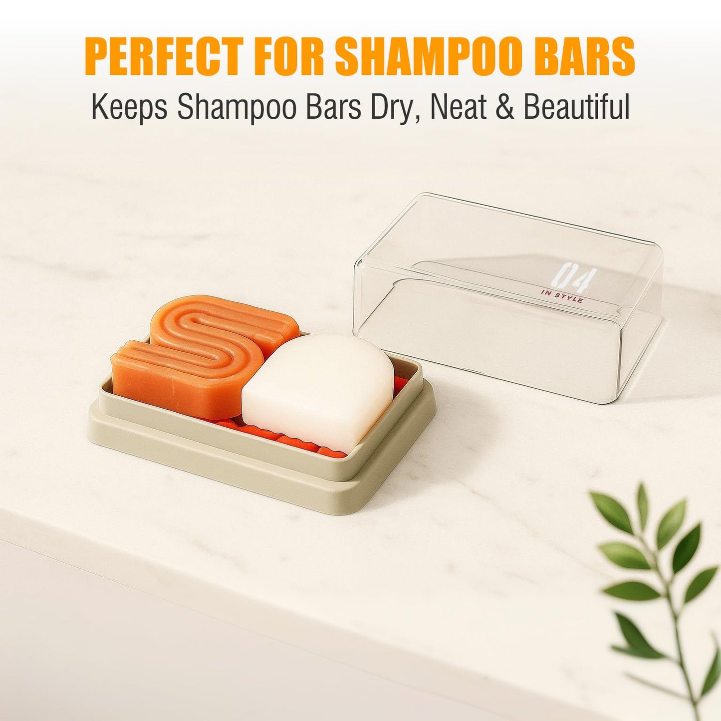 AIMAIAIMAI Minimalist Shampoo Bar Holder with Drain Tray, Compatible with Dr Squatch & Duke Cannon Large Soap, Double Layer Clear Solid Shampoo Bar Container with Lid