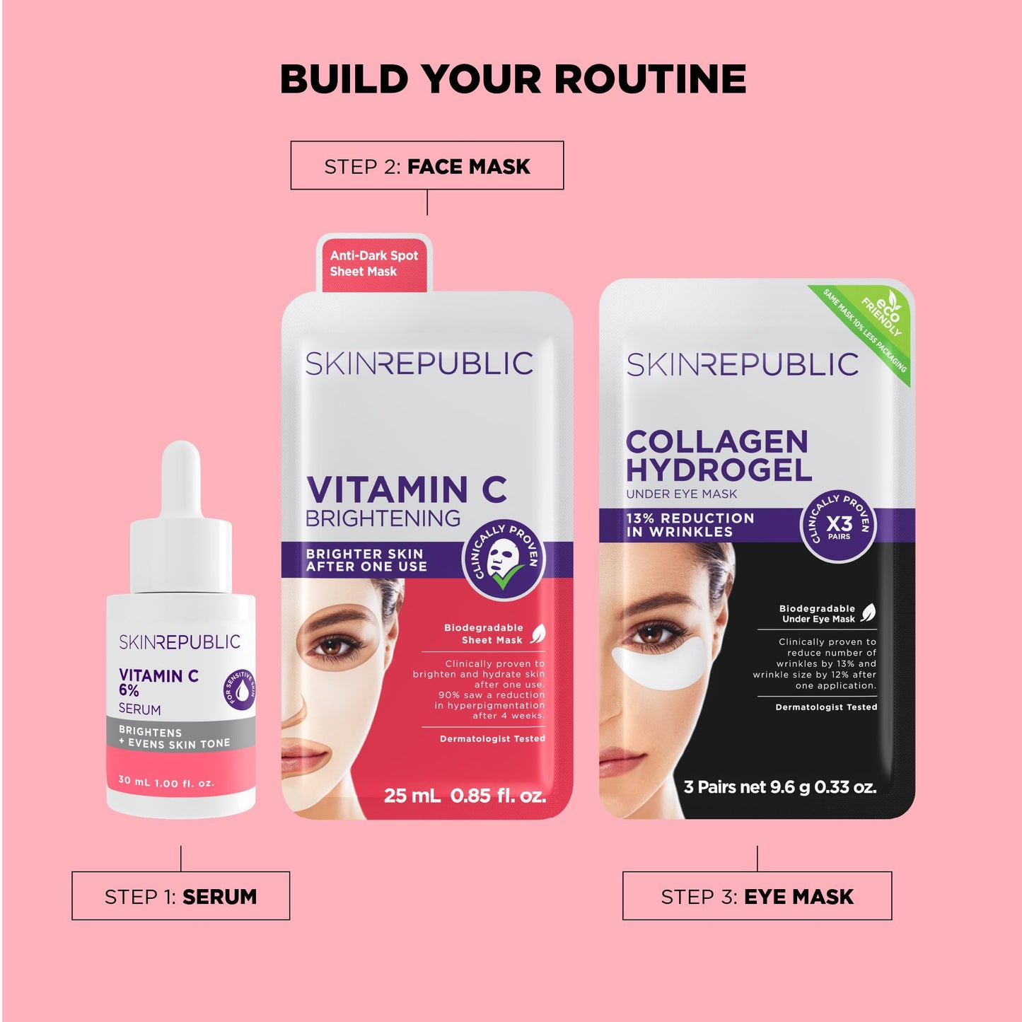 Skin Republic Vitamin C Brightening Sheet Mask Proven to Brighten and Hydrate After One Use. Made in Korea.