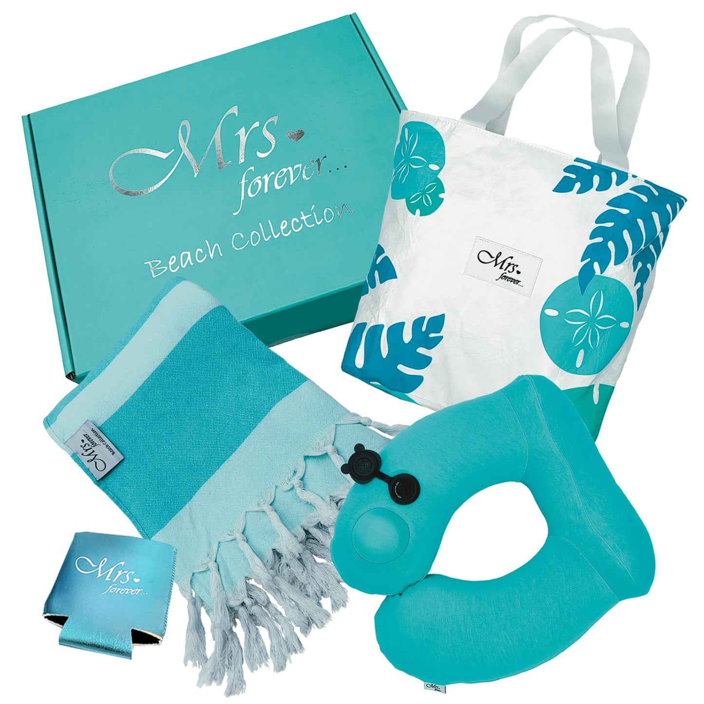 Unique Bridal Shower Beach Gifts Set - 4 Amazing Mrs Bride Gifts for her - Honeymoon Travel Essentials & Bridal Shower Gifts