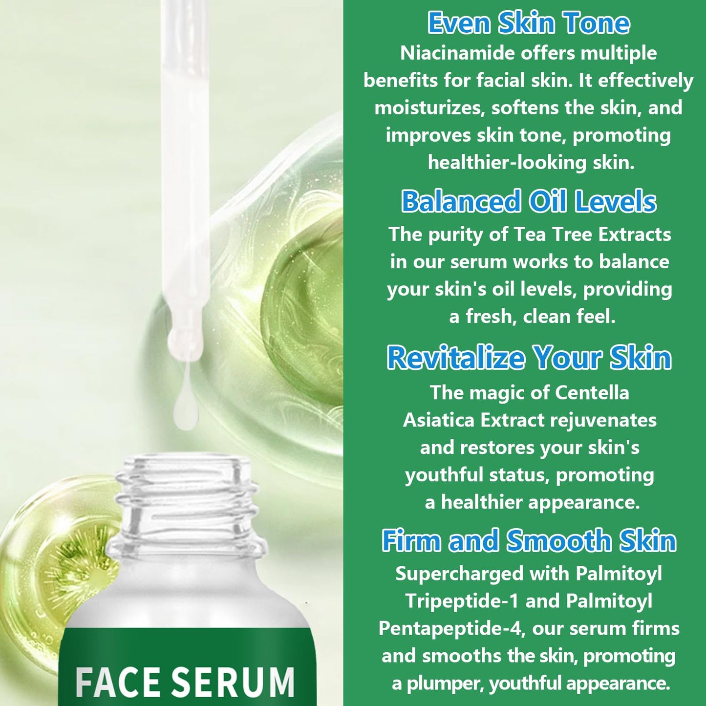 3 Pack 5% Niacinamide Serum with 4% Tea Tree Extracts & 1% Centella Asiatica Extracts for Hydration and Even Tone (1fl.oz/30ml Each)