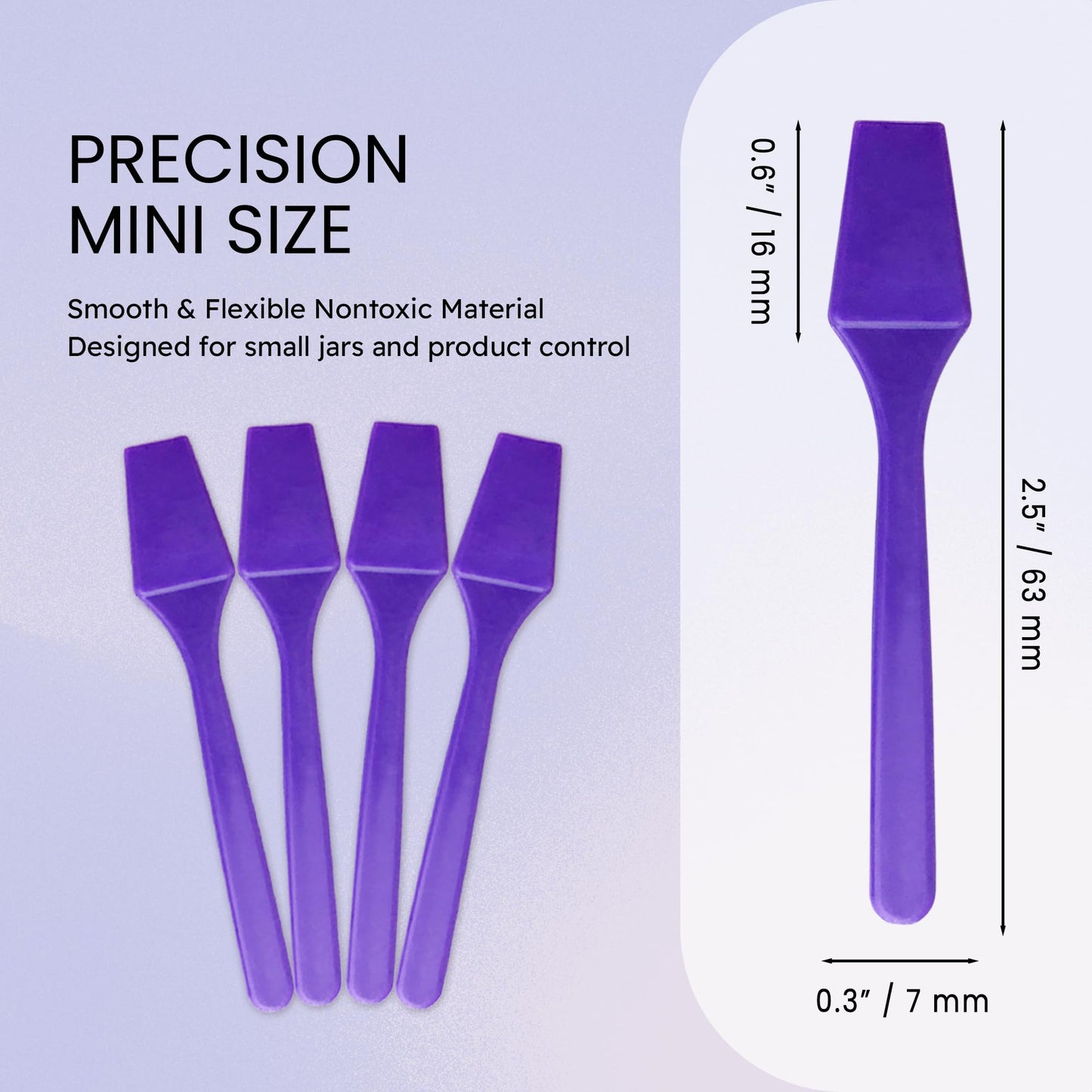 PANA 100pcs Brand Cosmetic Make Up Disposable Plastic 2.5" Spatulas Skin Care Facial Cream Mask Spatula (100 Pieces in a Container) (PURPLE)