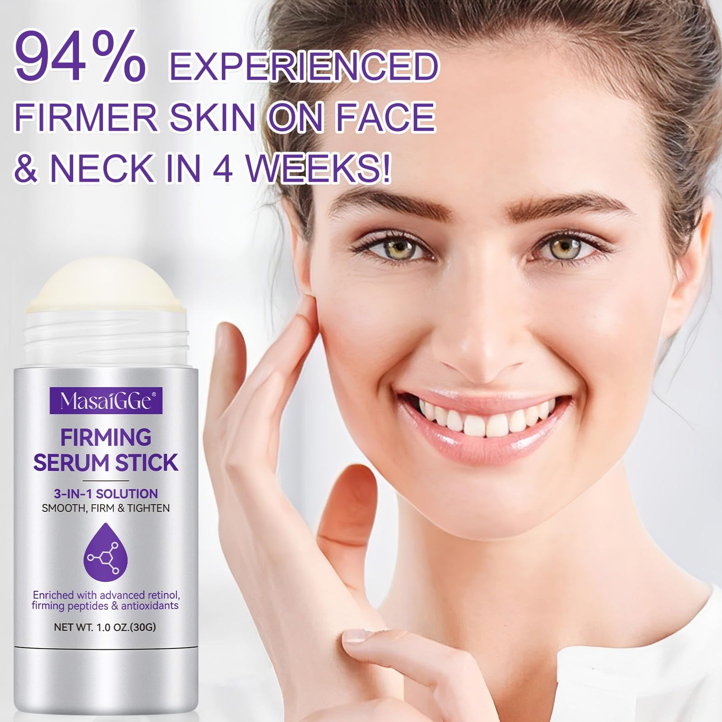 Firming Serum Stick with Retinol, Firming Stick for Face and Neck for Deep Wrinkles, Retinol Skin Booster Serum Stick, Skin Tight, Lifting Sagging Skin,Anti Aging,Reduce Wrinkles & Fine Lines, Nourish