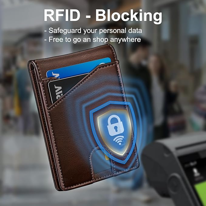 Airtag Wallet for Men,with Money Clip 11 Cards Slim Front Pocket Leather RFID Blocking Wallet with Gift Box