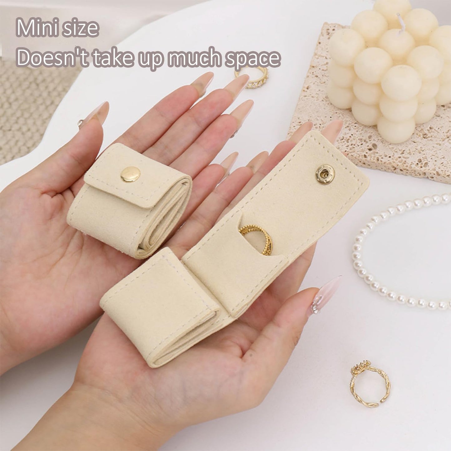 Mini Travel Jewelry Bag, Mini Travel Jewelry Roll Bag with Buckle, Portable Foldable Multifunctional Jewelry Travels Pouch for Earrings, Rings, Necklaces (Gray)