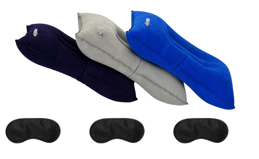 Aircee 3 Pieces Inflatable Travel Pillow for Camping, Home Office Sleeping, Head Neck Lumbar Support, Ultralight Portable Compact and Soft, Airplane Backpacking Trip Pillow