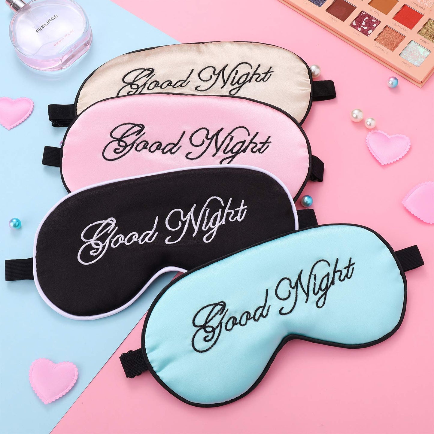 Syhood 6 Pieces Silk Sleep Eye Cover Masks Satin Eye Mask Soft Blindfold Sleeping Mask Adjustable Strap Blinder Night Eyeshade Cover for Women Men Night Travel Nap(Multicolor)