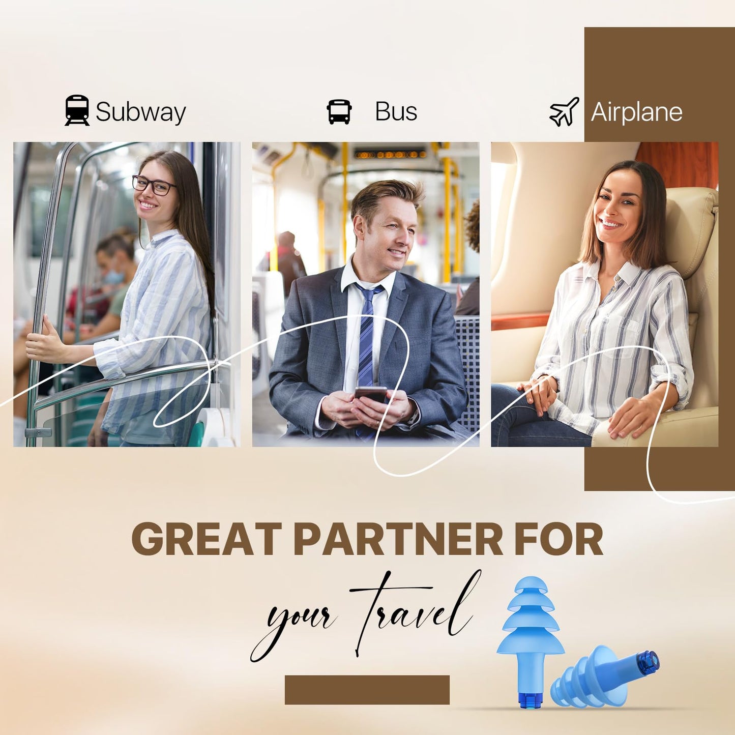 Hearprotek Airplane Earplugs for Pressure Relief, Soft Reusable Ear Protection for Air Travel, Includes Carrying Case, Essential for Adults to Alleviate Pressure and Muffle Engine Sounds (Blue)