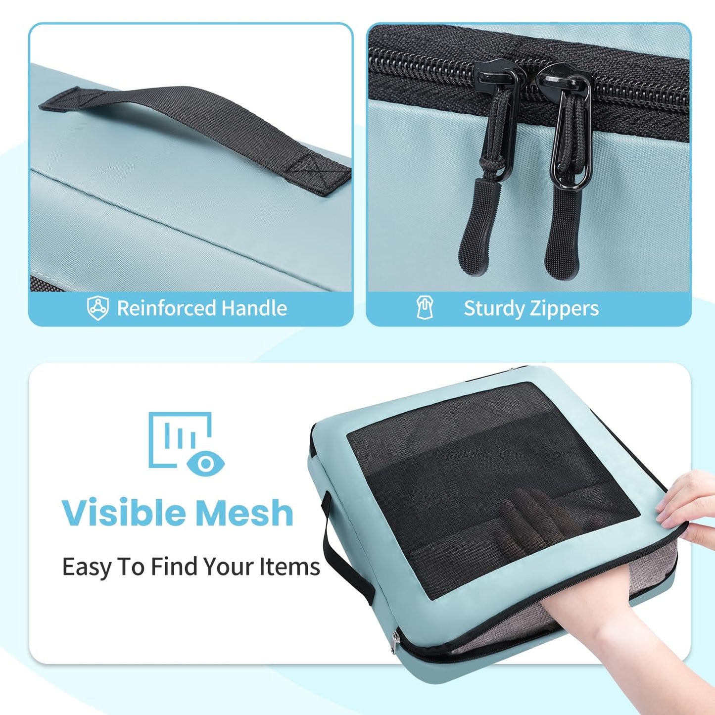 Packing Cubes for Travel | 10 Set Teal |Durable Luggage Organizer 4 Size(Extra Large, Large, Medium, Small),Comprehensive Cubes for Toiletry,Underwear, Shoe,Travel Essentials,Efficient Women Gifts