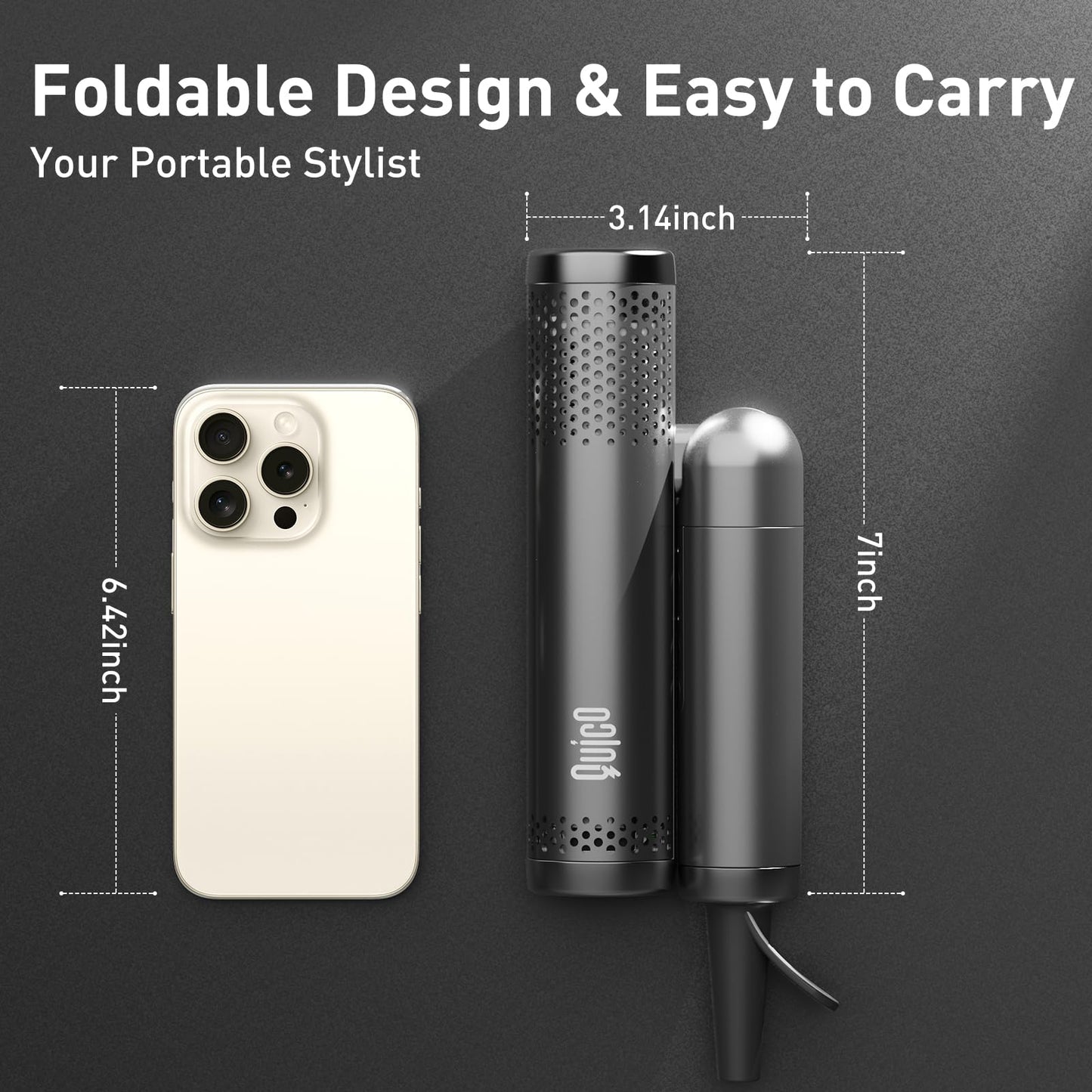 Hair Blow Dryer, QUICO 120-240V Global Dual Voltage Hair Dryers for Women, 5X Faster 120000 RPM BLDC Blow Dryers, 500 Million Negative Ions, High-Speed Mini Hair Dryer, Cold/3 Heating/3 Speed Settings