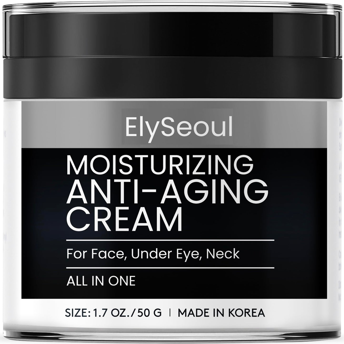 Korean 6 in 1 Face Cream for Men: Anti-Aging Skin Care Facial Moisturizer for Wrinkles Under Eye Bags Dark Circles Puffiness & Firming with Retinol Collagen Peptides Caffeine & Hyaluronic Acid, 1.7 oz