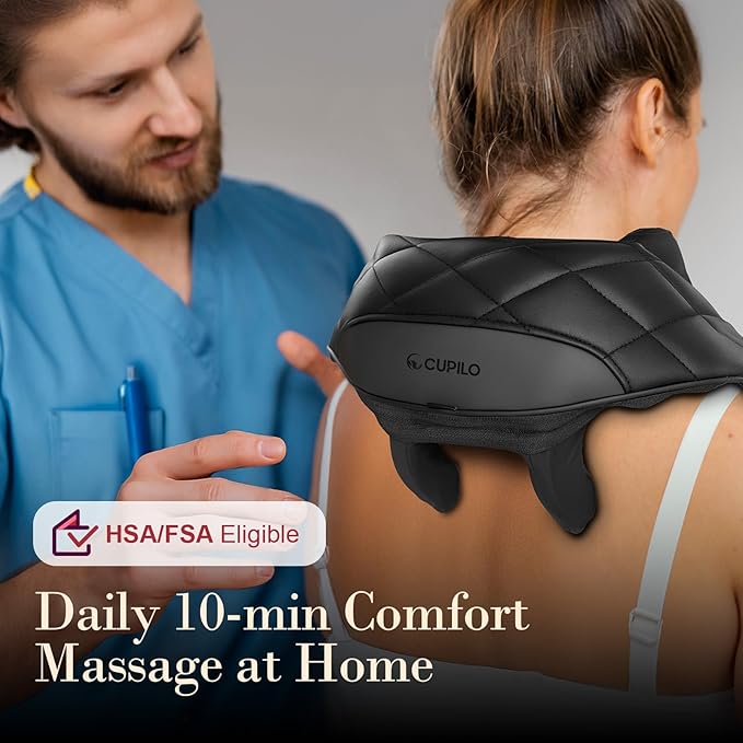 Cordless Neck Massager for Pain Relief Deep Tissue - HSA Eligible, Upgarded Deep Kneading FSA Shoulder Back Massager with Heat, Massager Pillow for Neck and Shoulder Pain, Gifts for Women Men