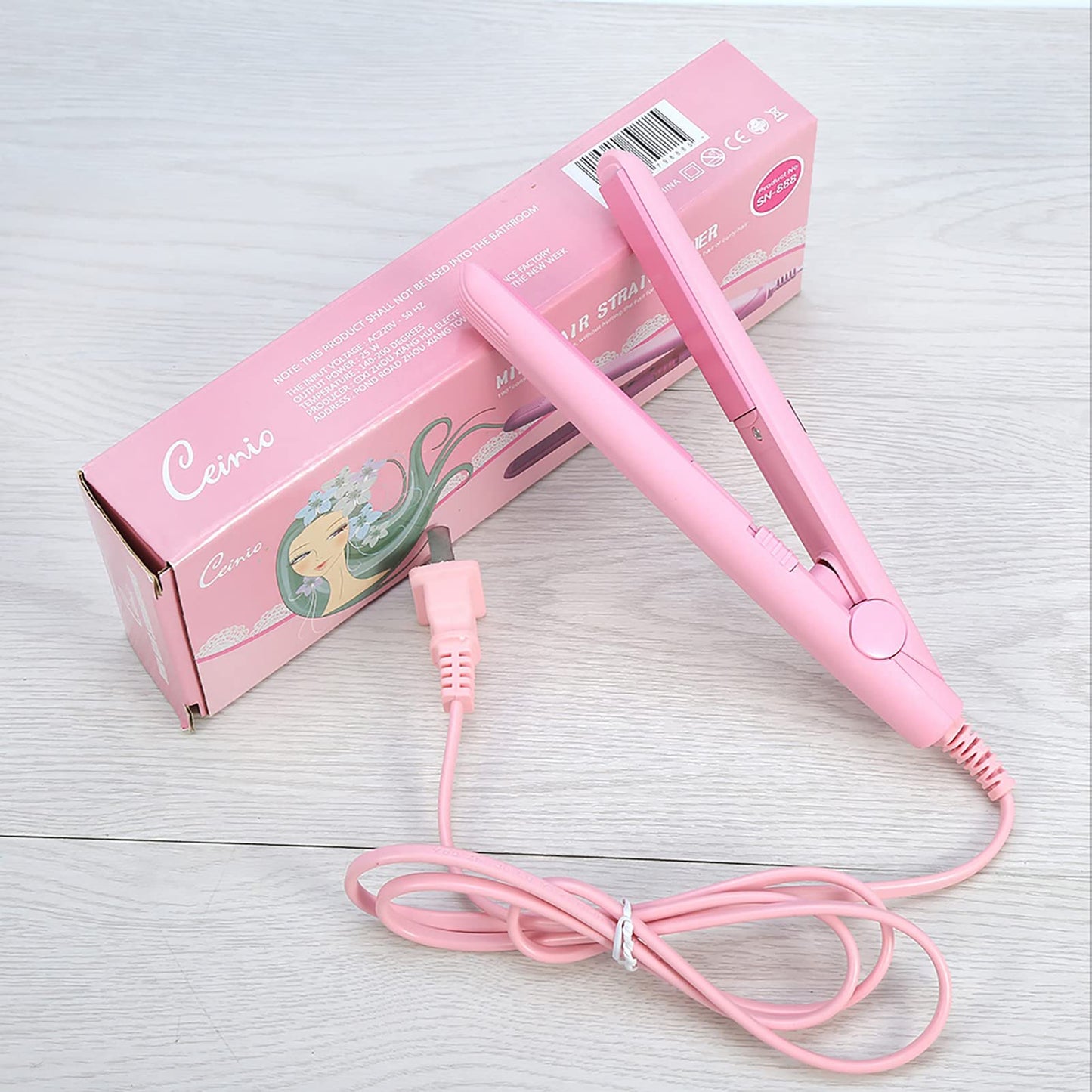 Ejoyous Hair Straightener, Portable 2 in 1 Mini Hair Straightener, 190℃ Constant Temperature Ceramic Tourmaline Plate Beauty Flat Iron Heating Curler for Short Hair, Bangs (US
