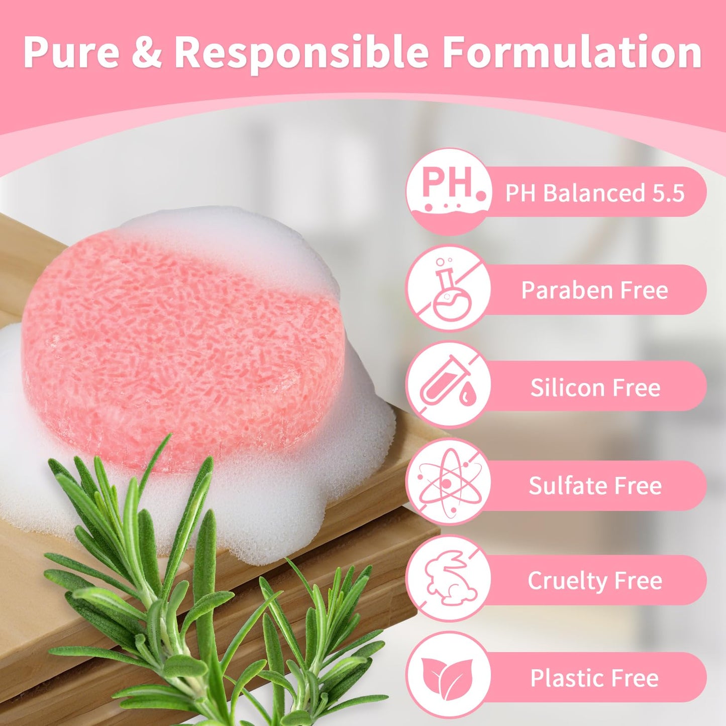 Pubpok Rosemary Shampoo Bars and Conditioner Set for Thinning Hair, Volume Solid Shampoo Bar, Hair Thickening & Regrowth, Coconut Oil Conditioner for Deep Moisturizing, Paraben & Silicone Free