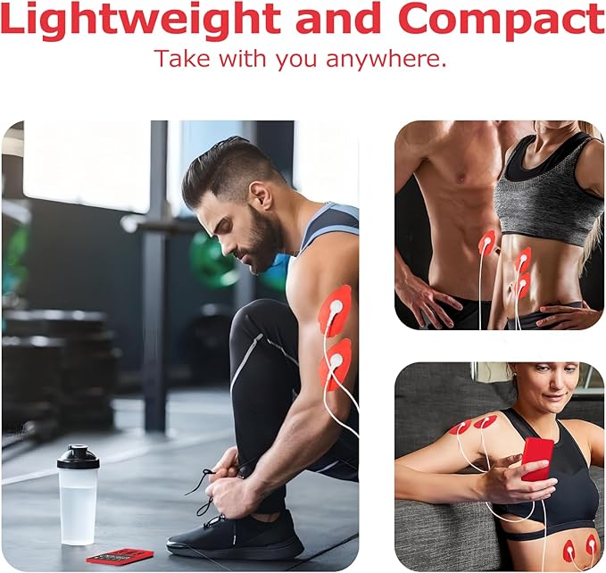 12Modes TENS EMS Unit Compact Muscle Stimulator for Pain Relief, Rechargeable & Portable Dual Channel EMS Muscle Stimulator with 36 Intensity Levels (Including Electrodes Pads)