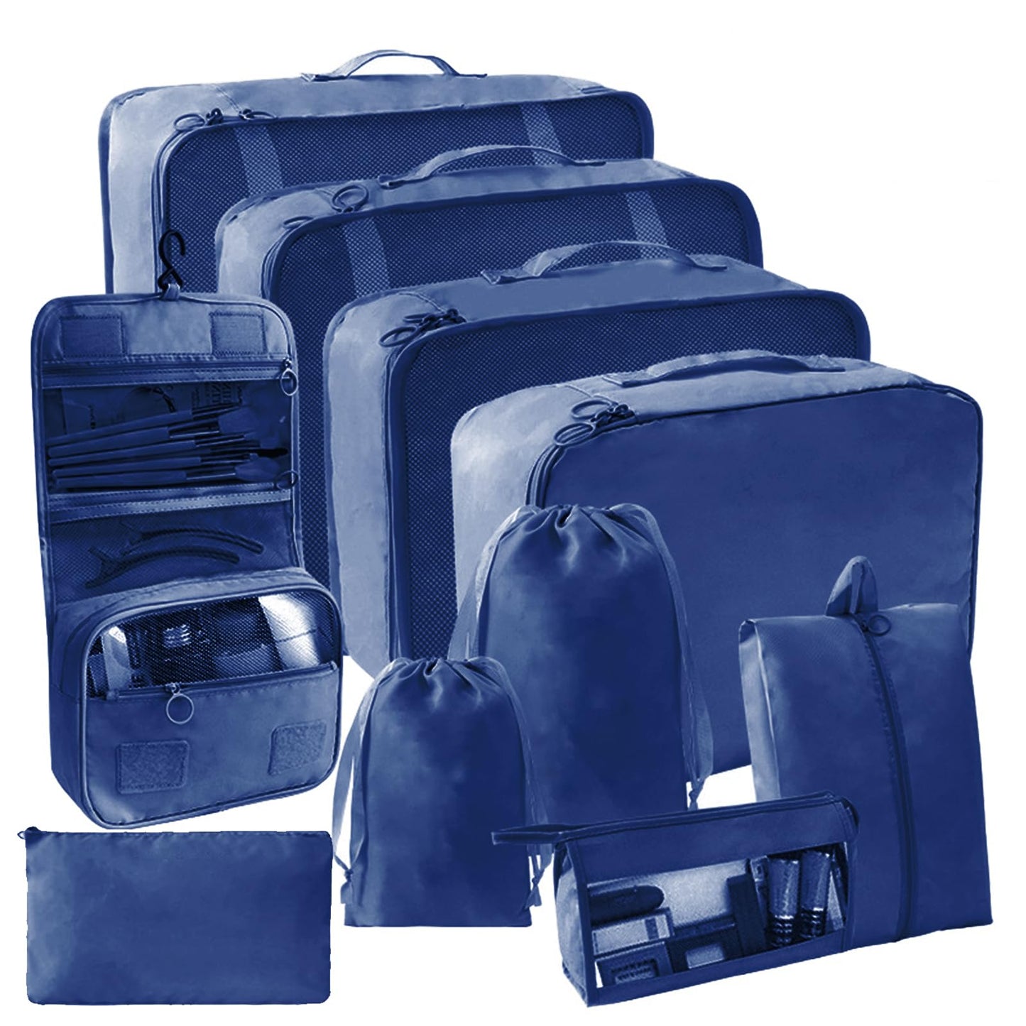 SLMT 10 Set Packing Cubes for Suitcases, Luggage Organizer Bags for Carry On, Travel Bags Organizer for Luggage, Must Have Travel Essentials for Women and Men (Navy Blue)