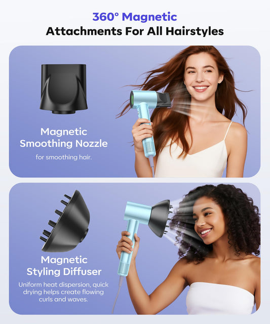 Hair Dryer, 130000 RPM High Speed Blow Dryer for Fast Drying, 300 Million Negative Ions, Heat-Control & Lightweight, Blue