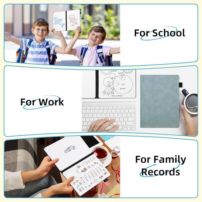 AGM Portable White Board Dry Erase Notebook, 8.4" x 6" Double Sided Folding Whiteboards with 3 Pens, Small Travel Dry Erase Board Skin-Friendly Material for Study, Meeting, Planning, Ocean Blue