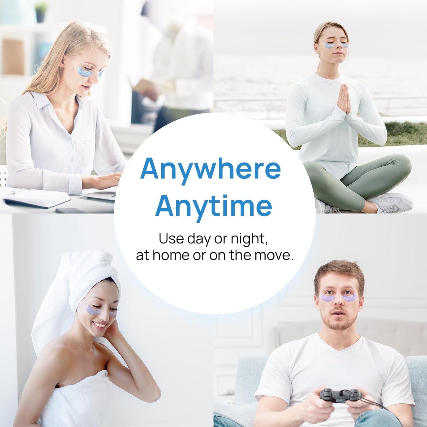 Under Eye Masks - Eye Patches for Puffy Eyes and Dark Circles, Wrinkles with Blue Algae Extract Collagen & Caffeine - Travel Essential Eye Gels for Puffiness (Blue Algae, 28 Pairs)