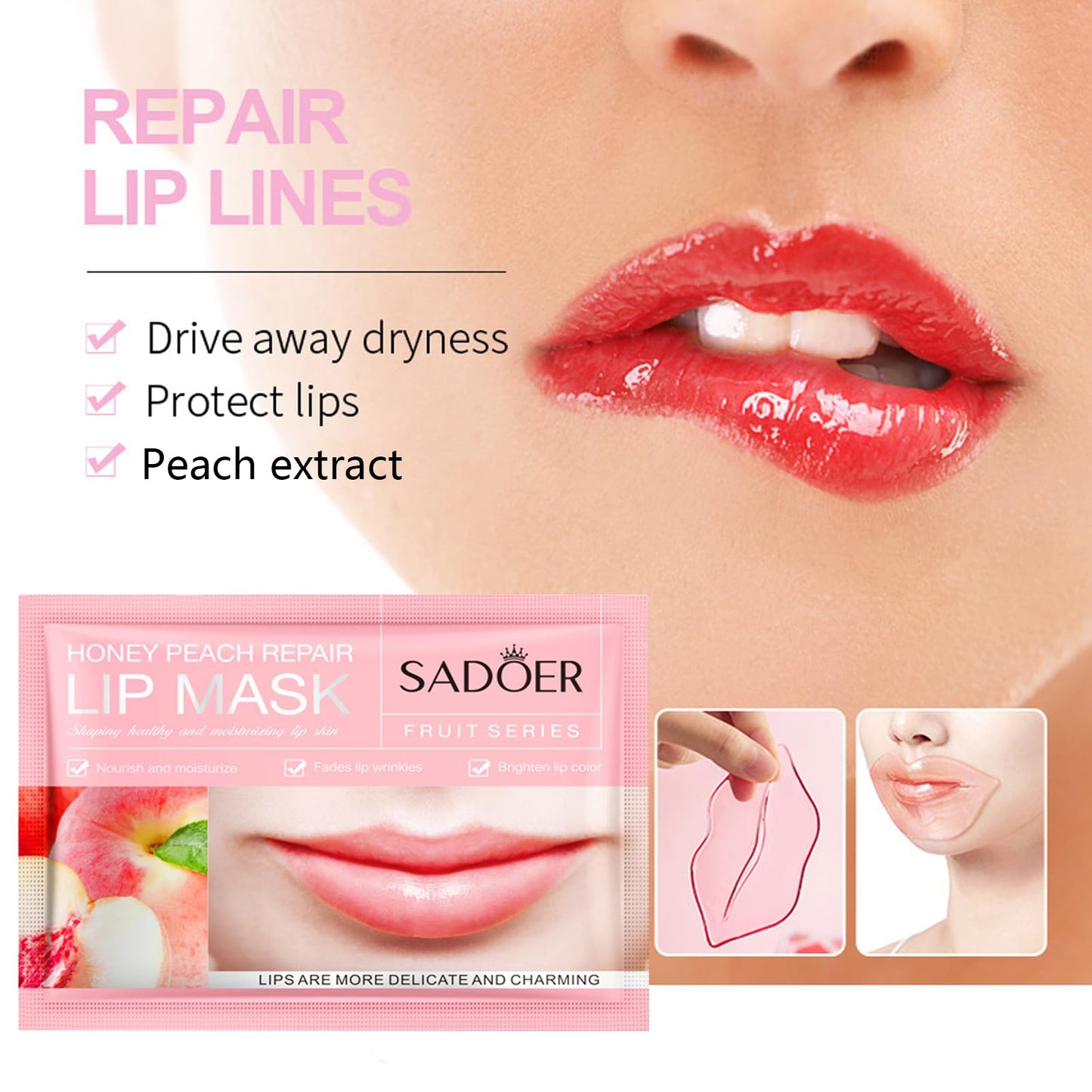 MEICOLY 30 Pads Eye and Lip Masks Sheet,Moisturizing Caviar Under Eye Mask,Hydrating Peach Lip Masks,Crystal Anti-Aging Eye Patches Dark Circle Remover with Box,15 Eye Mask+15 Lip Mask