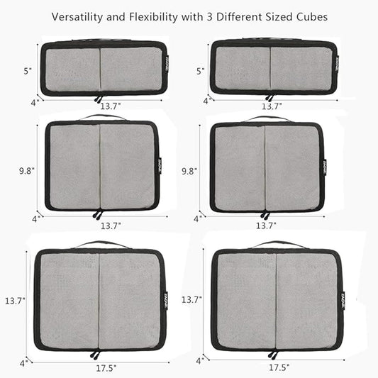 BAGAIL 6 Set Packing Cubes,Travel Luggage Packing Organizers(6Set Black Net)