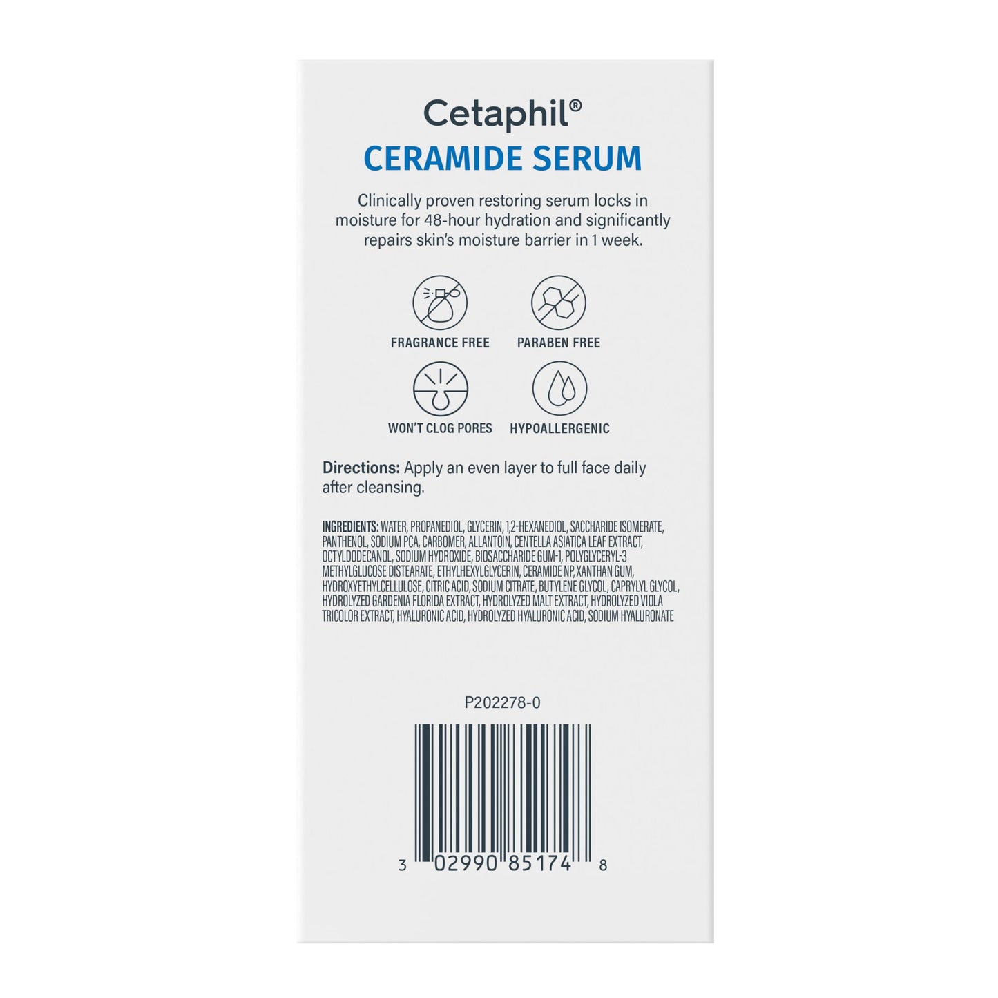 Cetaphil Ceramide Serum, Hydrates and Restores Skin Barrier, Formulated with Ceramides & Centella Asiatica, Designed for Sensitive Skin, Fragrance Free, Dermatologist Tested, 1oz
